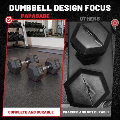 HEX Dumbbell Set (2.5-125 lbs) - Rubber Encased Weights for Home Gym, Ideal for Strength Training for Men and Women