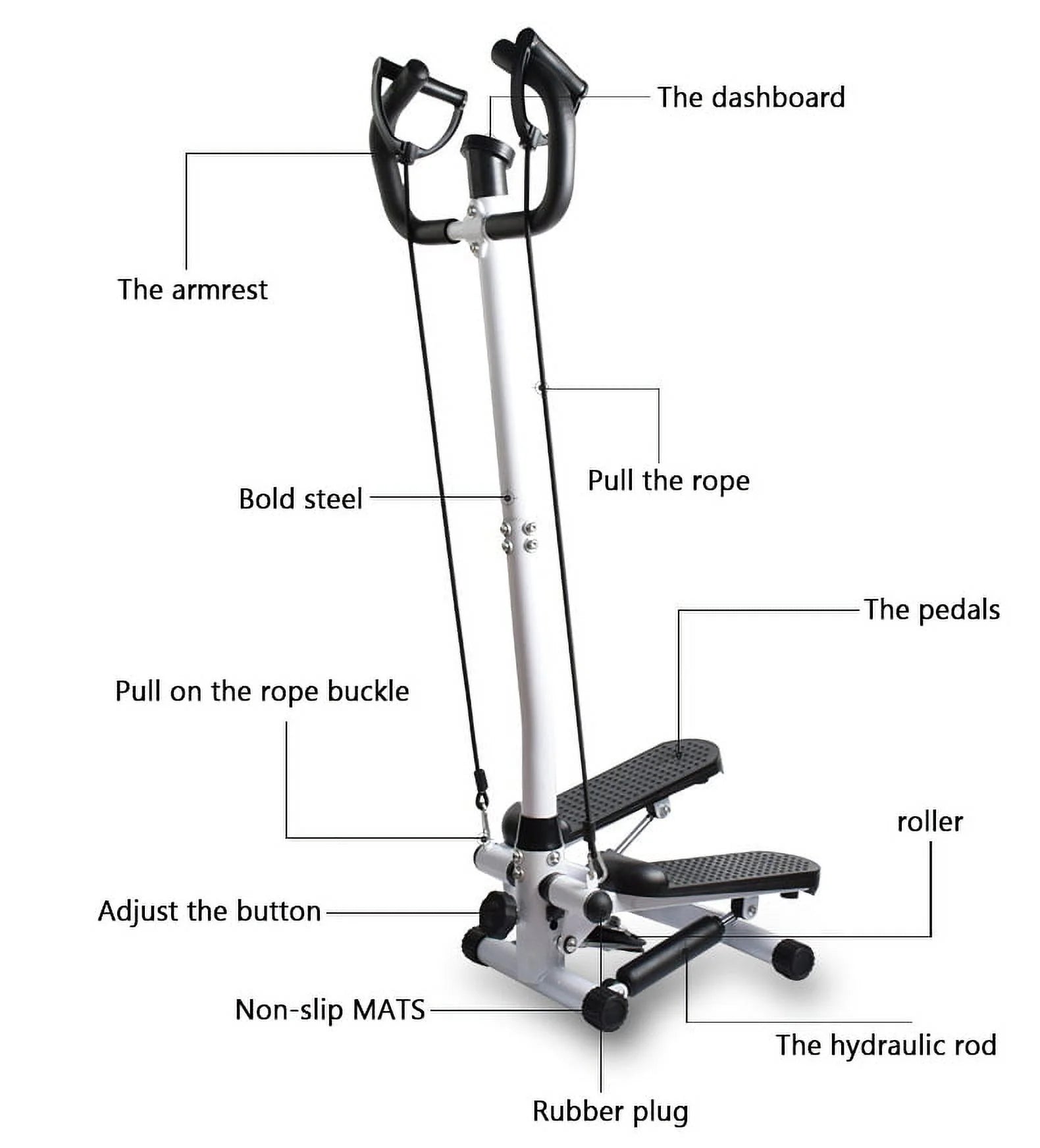 Stair Stepper Machine with Dual Drawstrings in Black
