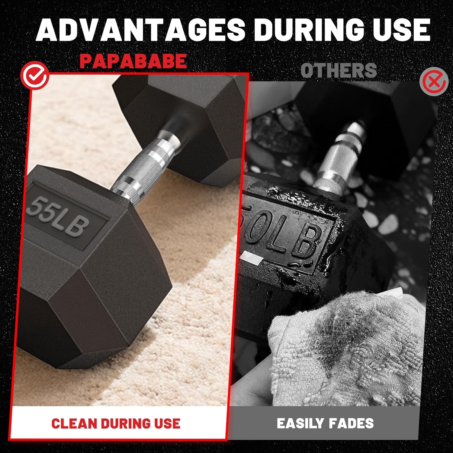 HEX Dumbbell Set (2.5-125 lbs) - Rubber Encased Weights for Home Gym, Ideal for Strength Training for Men and Women