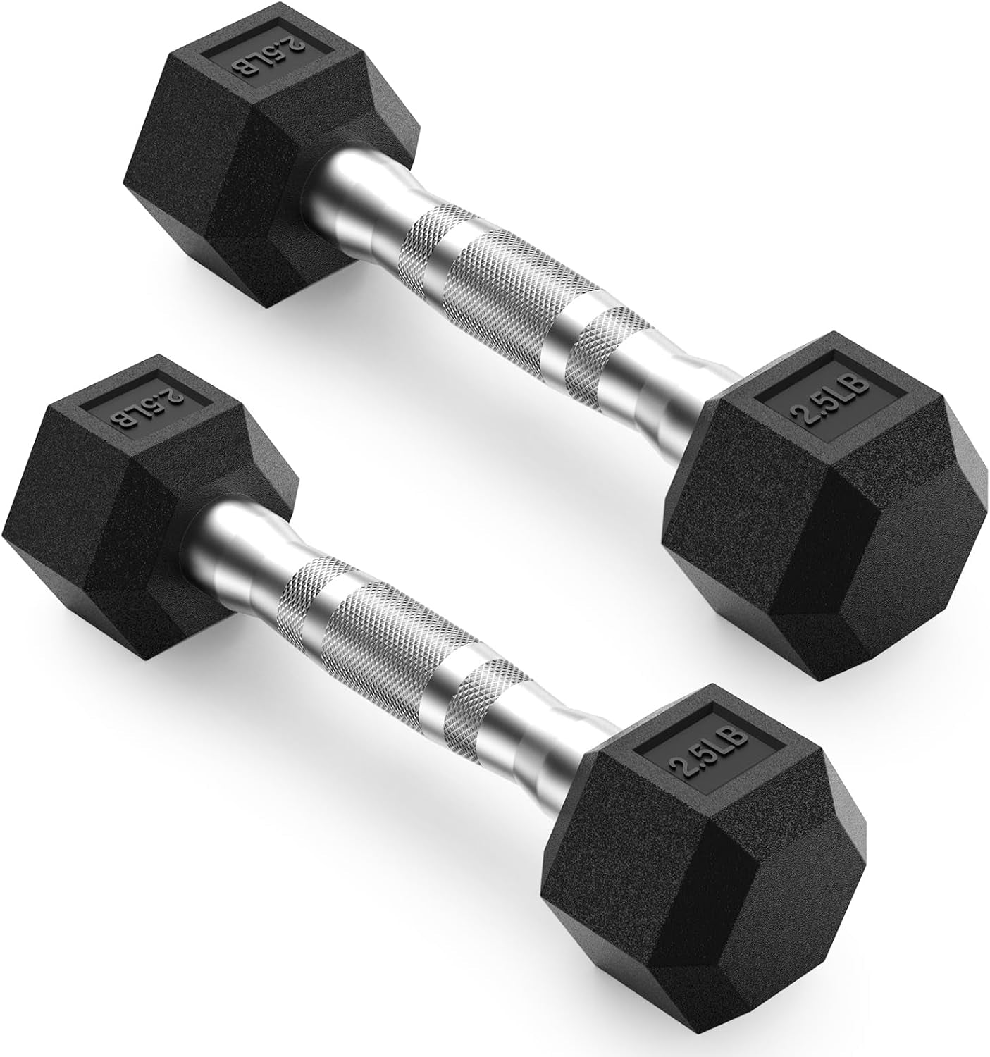 HEX Dumbbell Set (2.5-125 lbs) - Rubber Encased Weights for Home Gym, Ideal for Strength Training for Men and Women